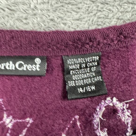 VTG Y2K North Crest Floral Sweater Fleece Cardigan Button Up Womens 14/16W - Picture 2 of 7
